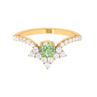 Round Green Sapphire Designer Engagement Ring with Diamond Green Sapphire - ( AAA ) - Quality - Rosec Jewels