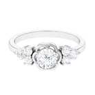 Certified Round Moissanite Flower Engagement Ring Moissanite - ( D-VS1 ) - Color and Clarity - Rosec Jewels