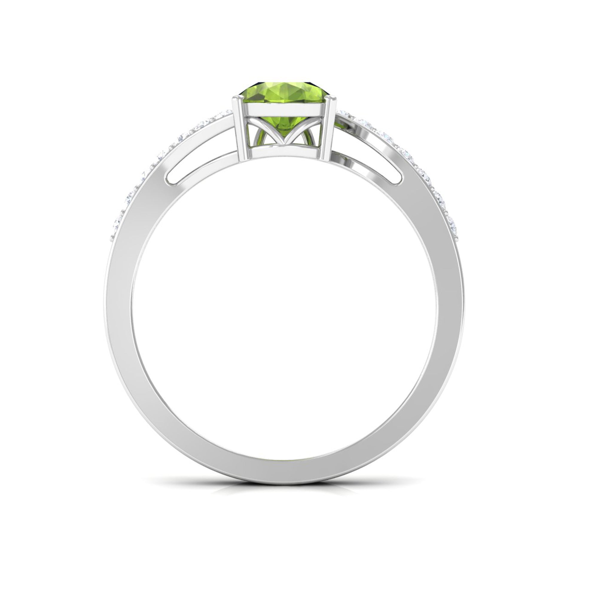 1.25 CT Pear Peridot Solitaire Bypass Ring with Diamond Peridot - ( AAA ) - Quality - Rosec Jewels