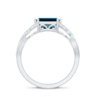 Octagon London Blue Topaz East-West Crossover Ring with Diamond London Blue Topaz - ( AAA ) - Quality - Rosec Jewels