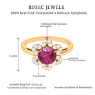 Real Pink Tourmaline Flower Halo Ring with Diamond Pink Tourmaline - ( AAA ) - Quality - Rosec Jewels