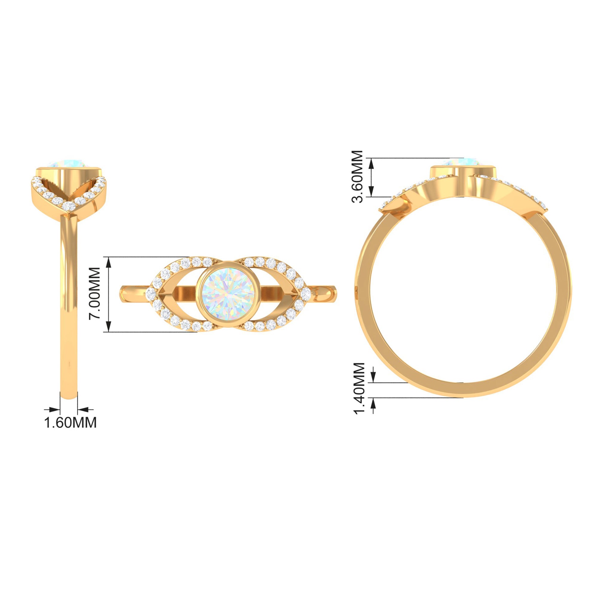 3/4 CT Bezel Set Ethiopian Opal Split Shank Engagement Ring with Diamond Accent Ethiopian Opal - ( AAA ) - Quality - Rosec Jewels