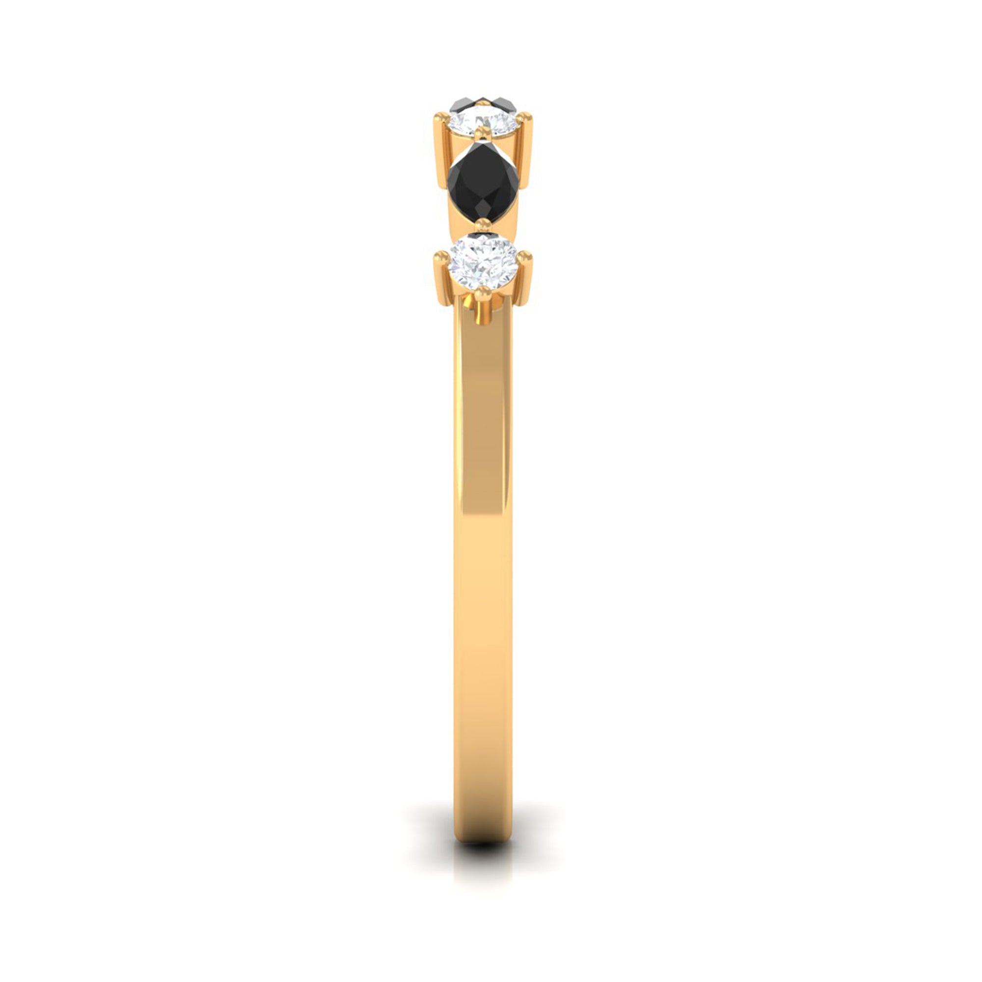 1/2 CT Simple Black Onyx and Diamond Half Eternity Ring Black Onyx - ( AAA ) - Quality - Rosec Jewels