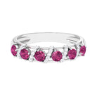 Designer Anniversary Ring with Pink Tourmaline and Diamond Pink Tourmaline - ( AAA ) - Quality - Rosec Jewels