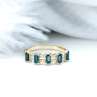 1 CT London Blue Topaz and Diamond Wide Band Ring London Blue Topaz - ( AAA ) - Quality - Rosec Jewels