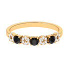 Black and White Diamond Semi Eternity Ring Black Diamond - ( AAA ) - Quality - Rosec Jewels