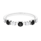 Black and White Diamond Half Eternity Ring Black Diamond - ( AAA ) - Quality - Rosec Jewels