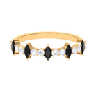 Real Black Onyx Half Eternity Ring with Diamond Black Onyx - ( AAA ) - Quality - Rosec Jewels