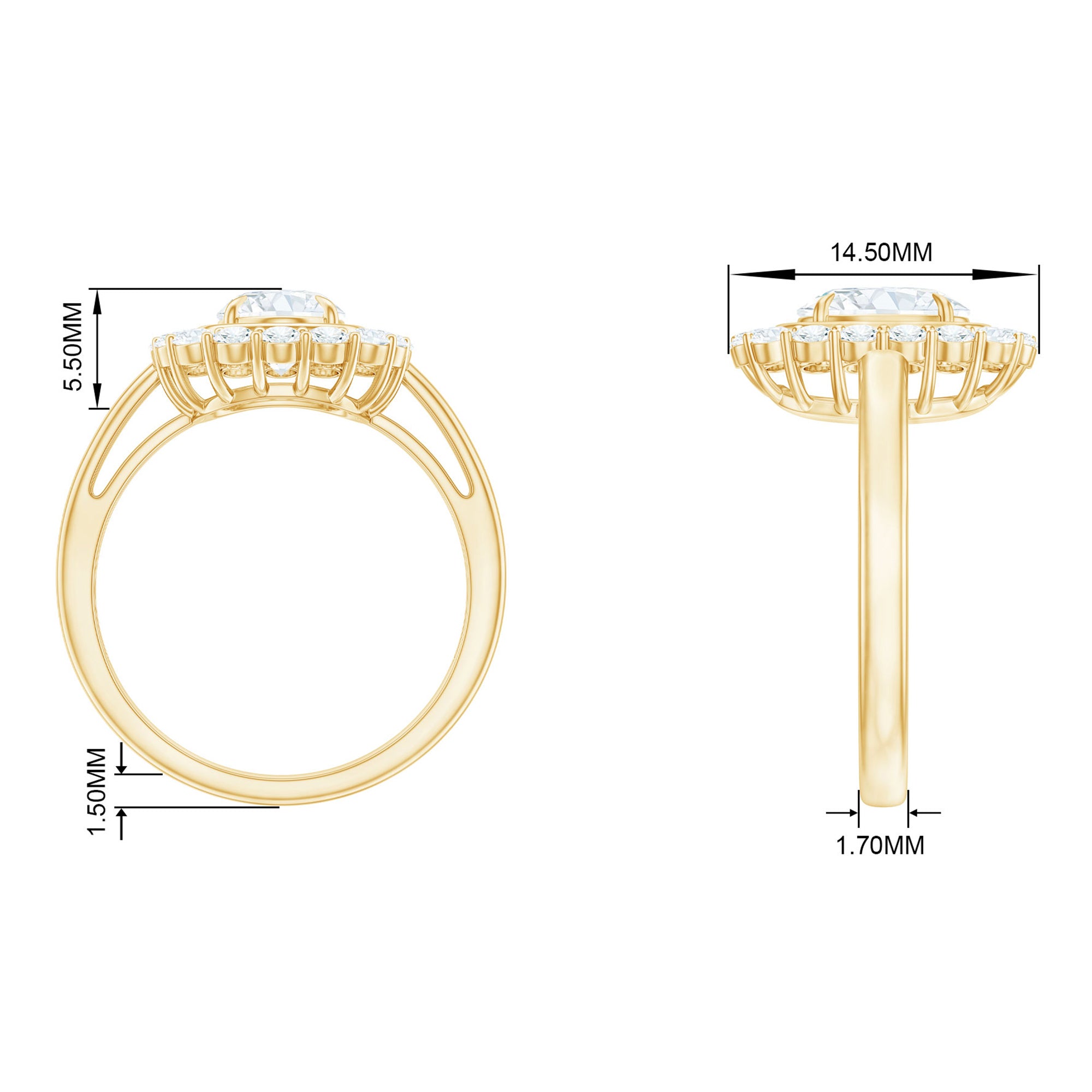 Oval Cubic Zirconia Halo Statement Engagement Ring Zircon - ( AAAA ) - Quality - Rosec Jewels