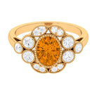 2 CT Oval Citrine Statement Engagement Ring with Moissanite Halo Citrine - ( AAA ) - Quality - Rosec Jewels