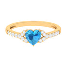 Heart Shape Swiss Blue Topaz Minimal Engagement Ring with Diamond Swiss Blue Topaz - ( AAA ) - Quality - Rosec Jewels