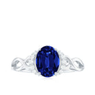 Rosec Jewels-Lab Grown Blue Sapphire and Diamond Solitaire Crossover Ring