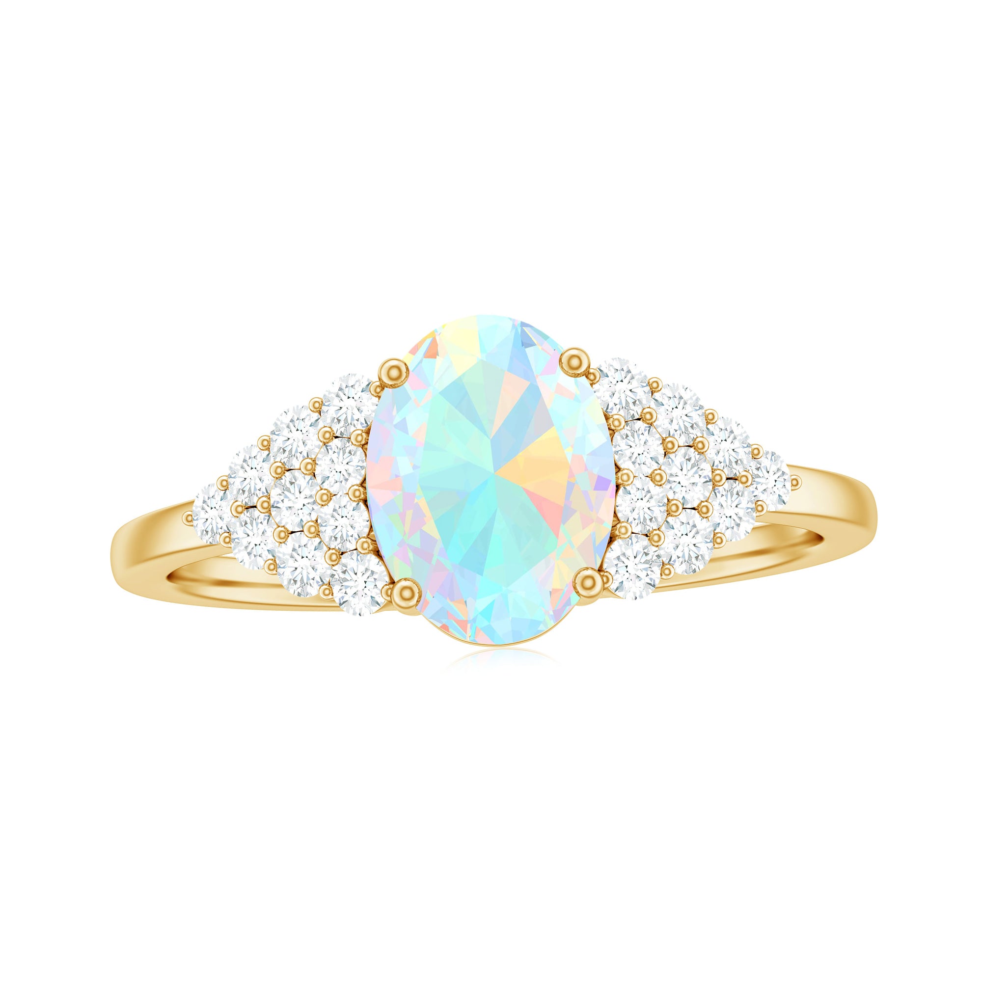 1.75 CT Oval Cut Ethiopian Opal Solitaire Ring with Diamond Accent Ethiopian Opal - ( AAA ) - Quality - Rosec Jewels