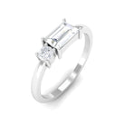 1/2 CT Baguette and Round Moissanite Two Stone Promise Ring Moissanite - ( D-VS1 ) - Color and Clarity - Rosec Jewels