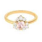 1 CT Round Morganite Flower Engagement Ring with Diamond Morganite - ( AAA ) - Quality - Rosec Jewels