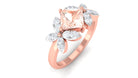 1.25 CT Princess Cut Morganite Floral Engagement Ring with Diamond Morganite - ( AAA ) - Quality - Rosec Jewels