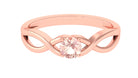 Round Morganite Solitaire Promise Ring in Crossover Shank Morganite - ( AAA ) - Quality - Rosec Jewels