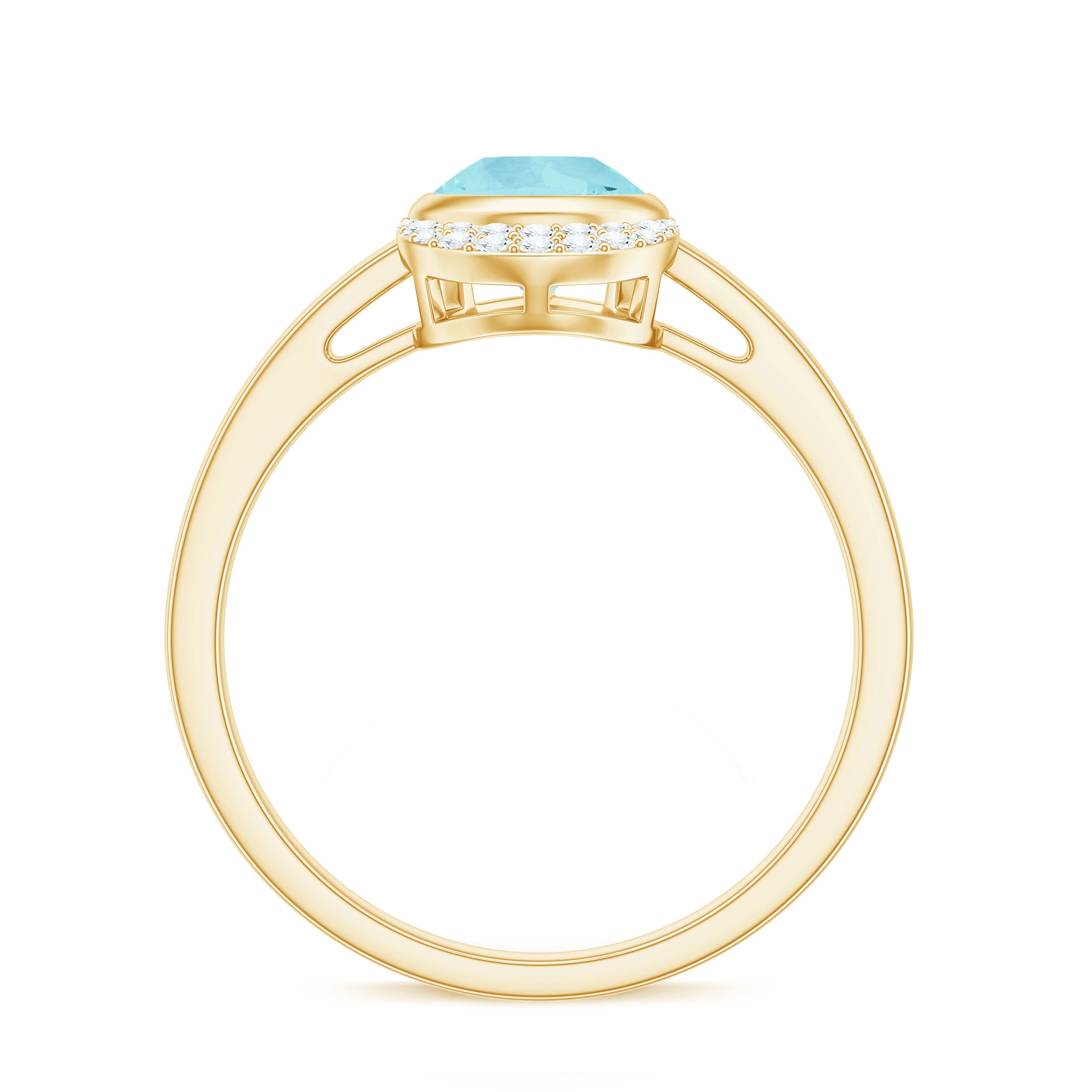 Bezel Set Sky Blue Topaz Teardrop Cocktail Ring with Diamond Accent Sky Blue Topaz - ( AAA ) - Quality - Rosec Jewels