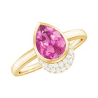 Classic Pink Tourmaline Teardrop Engagement Ring with Diamond Pink Tourmaline - ( AAA ) - Quality - Rosec Jewels