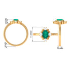 1 CT Oval shape Emerald Cocktail Ring with Diamond Emerald - ( AAA ) - Quality - Rosec Jewels