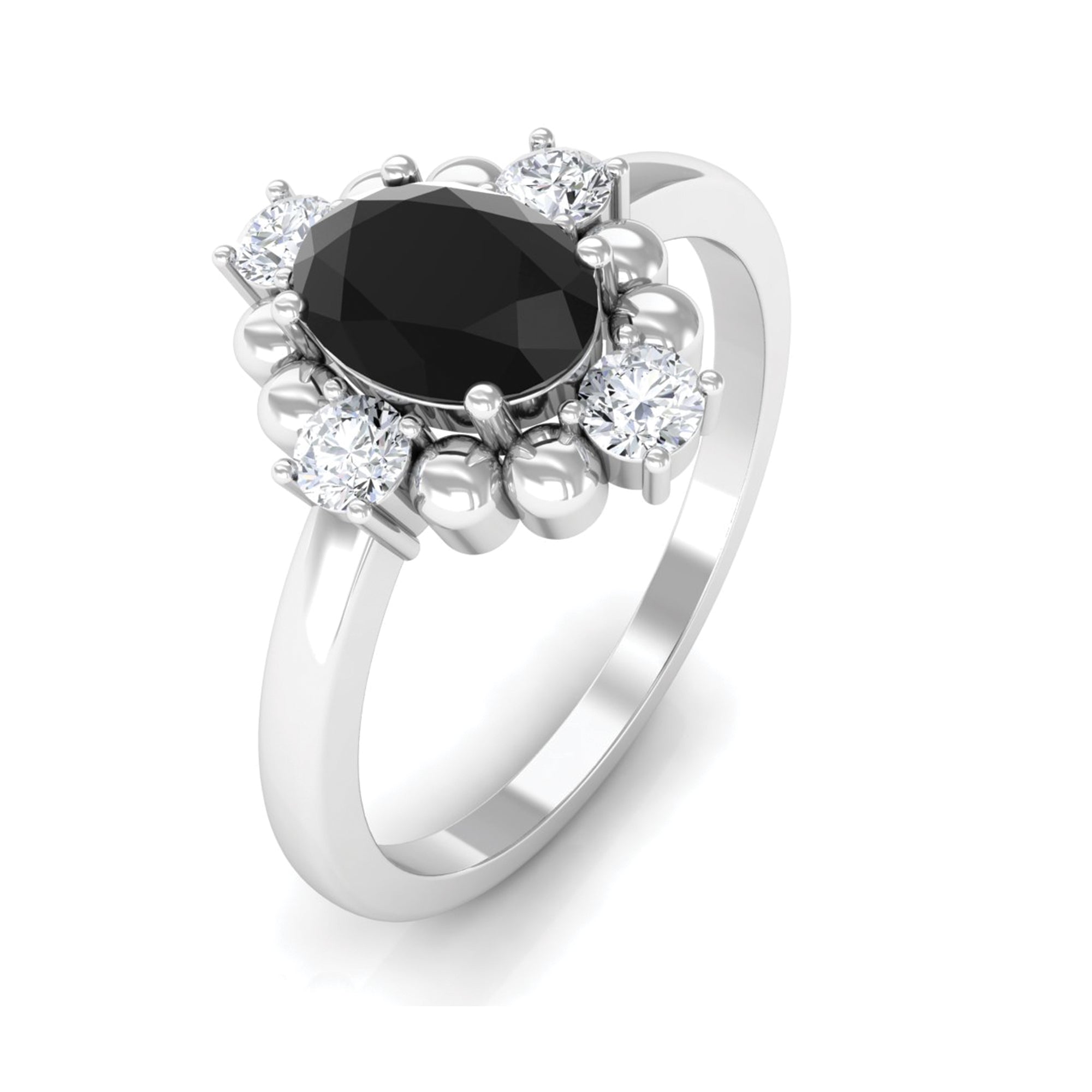 Created Black Diamond Cocktail Engagement Ring Lab Created Black Diamond - ( AAAA ) - Quality - Rosec Jewels