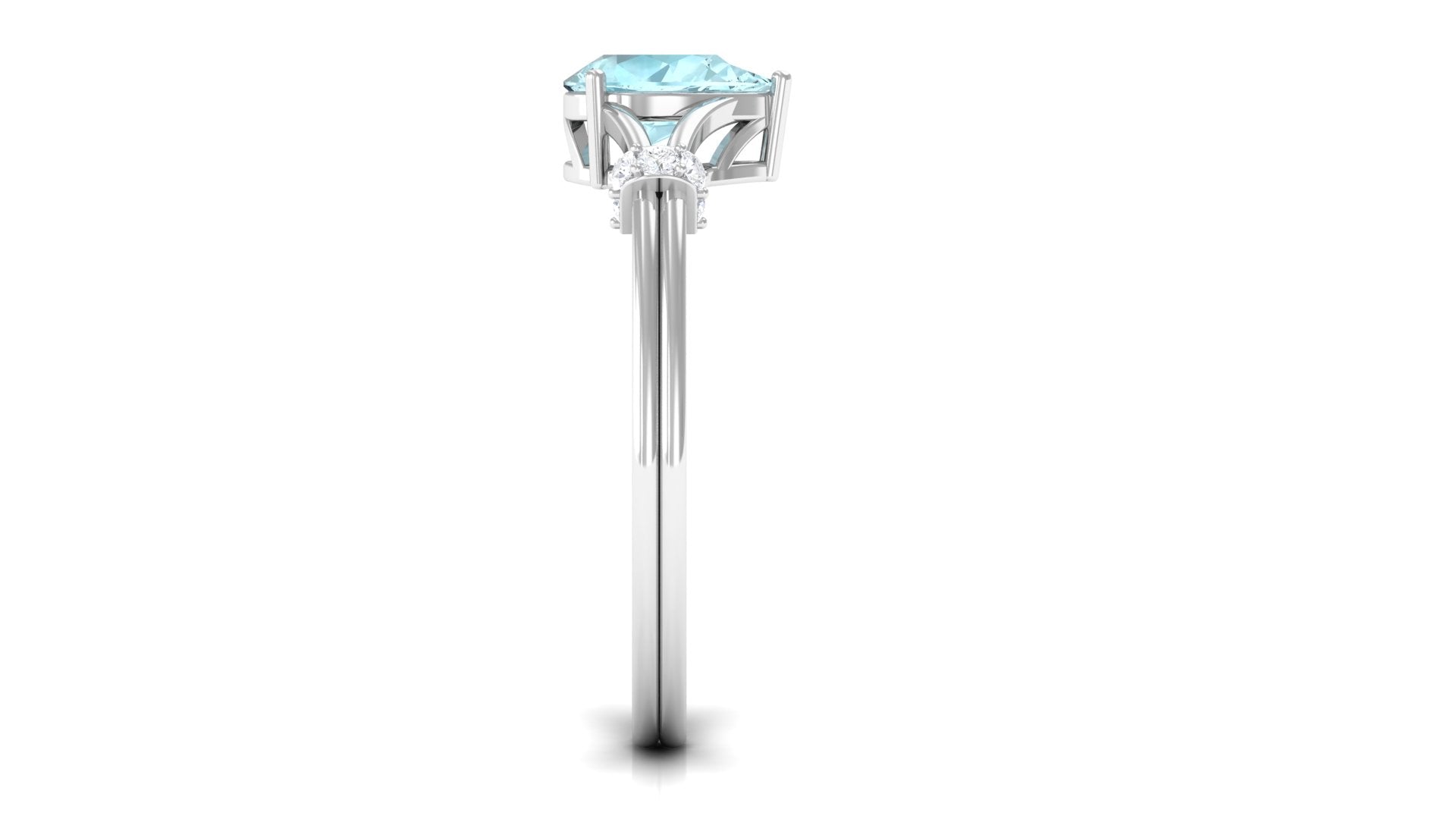 Pear Shape Sky Blue Topaz Solitaire Ring with Diamond in Split Shank Sky Blue Topaz - ( AAA ) - Quality - Rosec Jewels