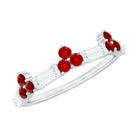 1 CT Created Ruby and Moissanite Minimal Wedding Band Ring Lab Created Ruby - ( AAAA ) - Quality - Rosec Jewels