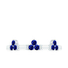 Created Blue Sapphire and Moissanite Minimal Wedding Band Ring Lab Created Blue Sapphire - ( AAAA ) - Quality - Rosec Jewels