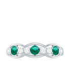 1 CT Round Shape Certified Created Emerald and Diamond Anniversary Ring Lab Created Emerald - ( AAAA ) - Quality - Rosec Jewels