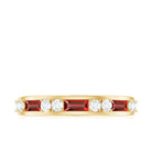 Minimal Created Ruby and Diamond Half Eternity Band Ring Lab Created Ruby - ( AAAA ) - Quality - Rosec Jewels