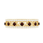 0.5 CT Designer Garnet and Diamond Half Eternity Band Ring Garnet - ( AAA ) - Quality - Rosec Jewels