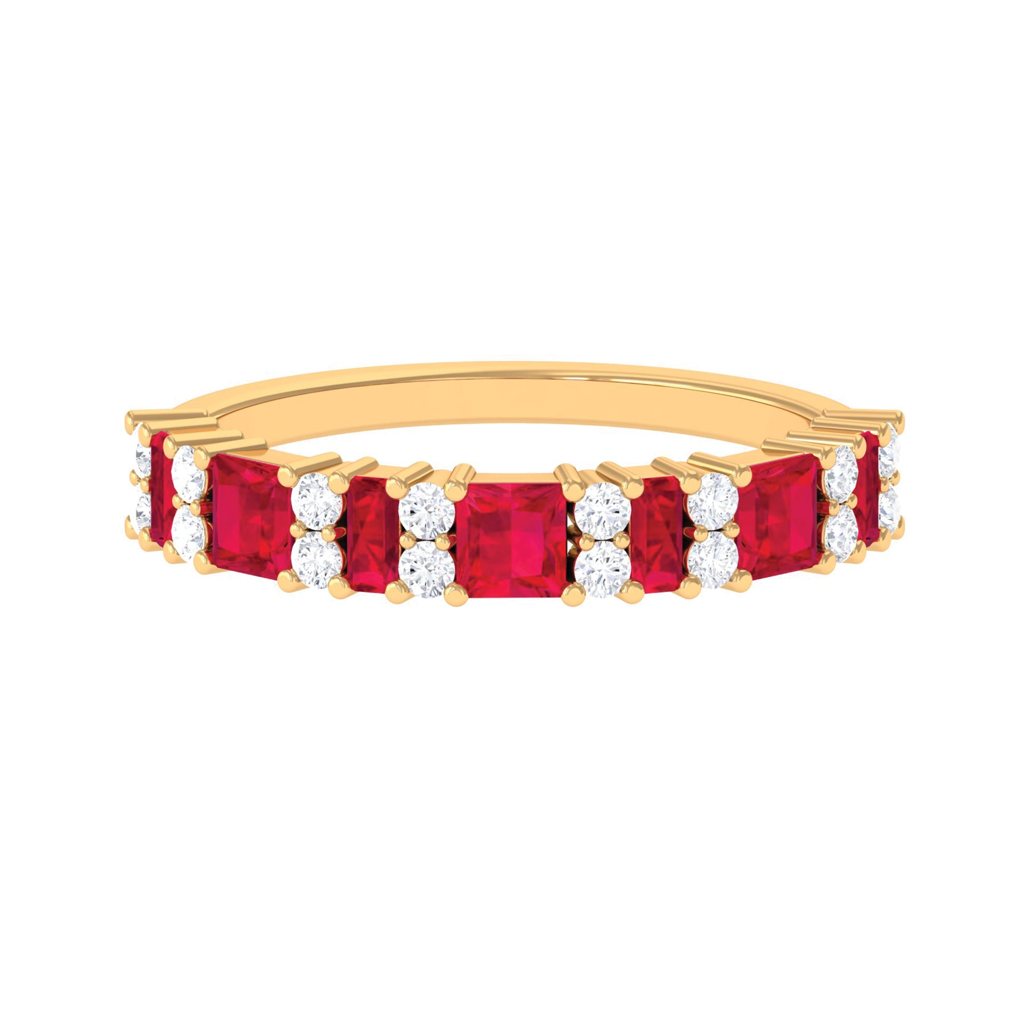 Lab Grown Ruby and Diamond Classic Eternity Band Ring Lab Created Ruby - ( AAAA ) - Quality - Rosec Jewels