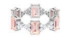 Morganite Designer Eternity Ring with Moissanite Morganite - ( AAA ) - Quality - Rosec Jewels