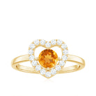 1 CT Round Citrine Heart Engagement Ring with Diamond Halo Citrine - ( AAA ) - Quality - Rosec Jewels