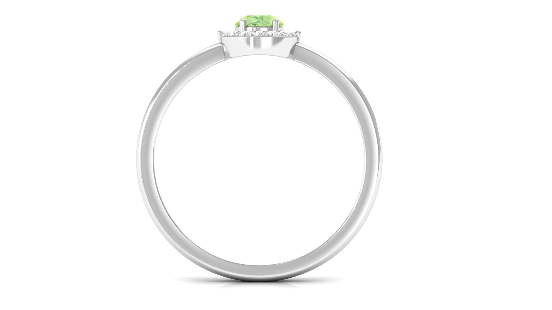 Green Sapphire Minimal Promise Ring with Diamond Halo Green Sapphire - ( AAA ) - Quality - Rosec Jewels