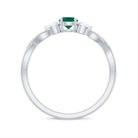 Emerald and Diamond Crossover Promise Ring Emerald - ( AAA ) - Quality - Rosec Jewels