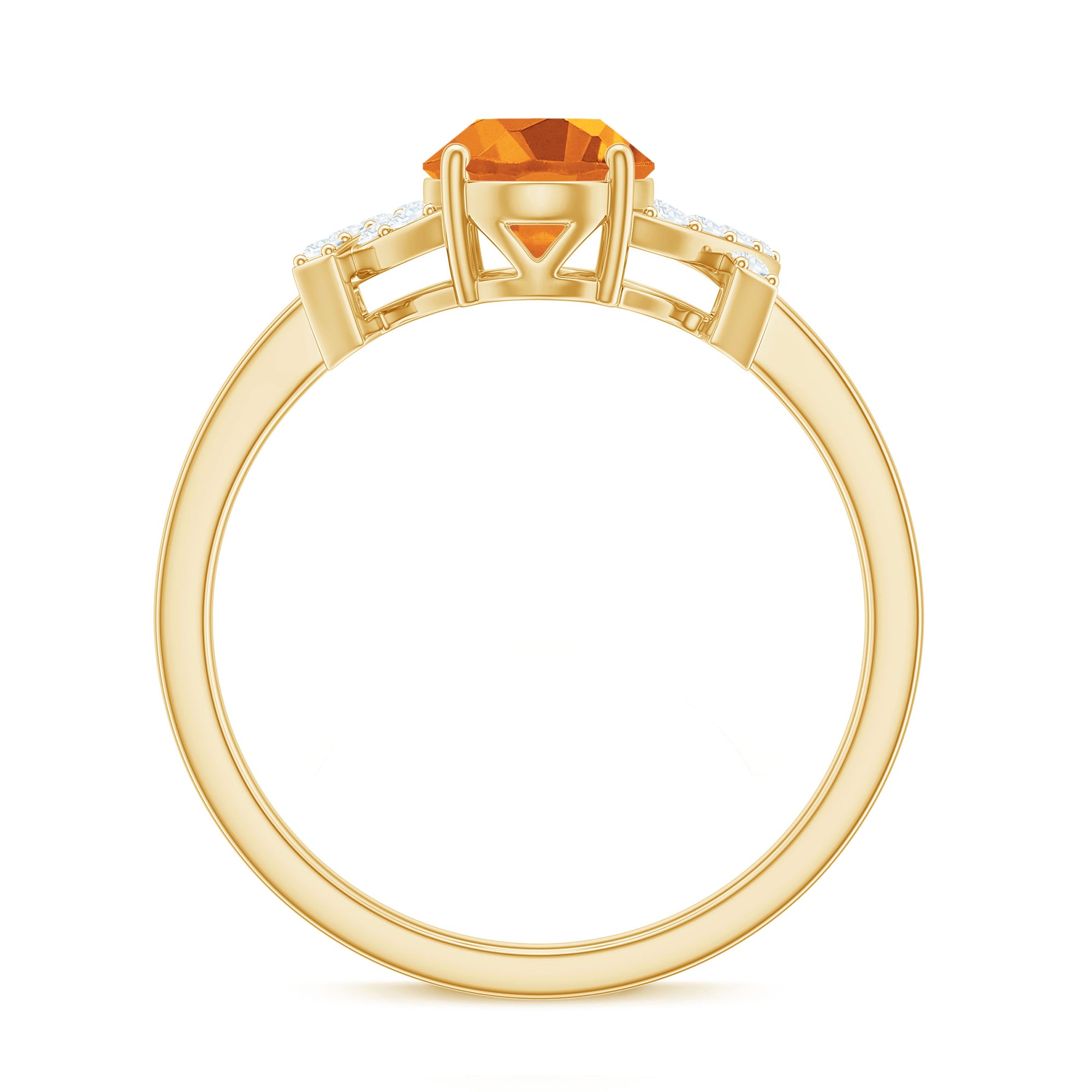 Split Shank Oval Citrine and Diamond Solitaire Engagement Ring Citrine - ( AAA ) - Quality - Rosec Jewels