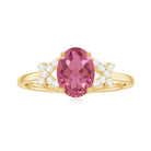 Split Shank Oval Pink Tourmaline and Diamond Solitaire Engagement Ring Pink Tourmaline - ( AAA ) - Quality - Rosec Jewels