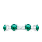 Round Created Emerald and Diamond Alternate Half Eternity Ring Lab Created Emerald - ( AAAA ) - Quality - Rosec Jewels