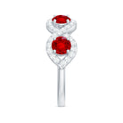 Lab-Created Ruby and Diamond Braided Half Eternity Band Ring Lab Created Ruby - ( AAAA ) - Quality - Rosec Jewels