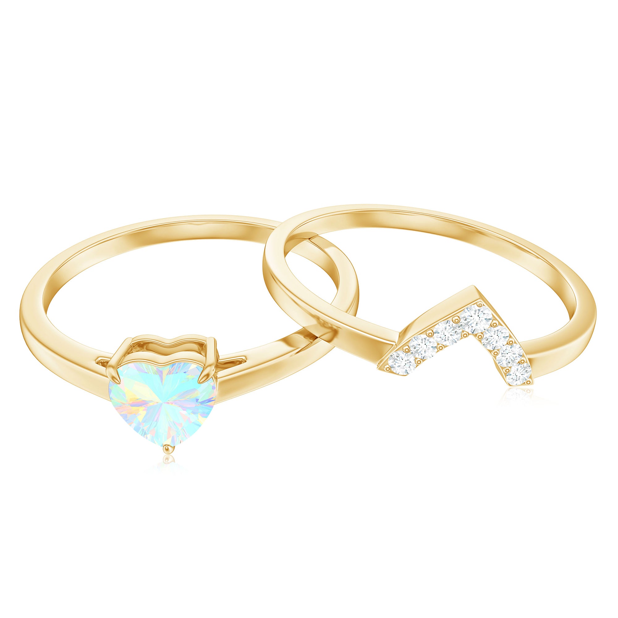 Heart Shape Ethiopian Opal and Diamond Ring Set Ethiopian Opal - ( AAA ) - Quality - Rosec Jewels