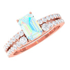 Ethiopian Opal and Diamond Solitaire Ring Set Ethiopian Opal - ( AAA ) - Quality - Rosec Jewels