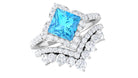 2.75 CT Swiss Blue Topaz and Moissanite Statement Wedding Ring Set Swiss Blue Topaz - ( AAA ) - Quality - Rosec Jewels