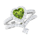 Genuine Peridot Ring Set with Moissanite Peridot - ( AAA ) - Quality - Rosec Jewels