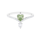 Heart Green Sapphire Designer Engagement Ring with Diamond Accent Green Sapphire - ( AAA ) - Quality - Rosec Jewels