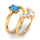 Octagon Cut London Blue Topaz Wedding Ring Set with Diamond London Blue Topaz - ( AAA ) - Quality - Rosec Jewels