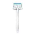 Emerald Cut Swiss Blue Topaz Solitaire Ring with Diamond Swiss Blue Topaz - ( AAA ) - Quality - Rosec Jewels