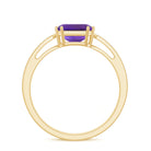 Asscher Cut Amethyst Solitaire Ring with Diamond Side Stones Amethyst - ( AAA ) - Quality - Rosec Jewels