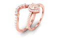 Morganite Designer Teardrop Ring Set with Diamond Halo Morganite - ( AAA ) - Quality - Rosec Jewels