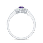 Amethyst Teardrop Engagement Ring with Diamond Half Halo Amethyst - ( AAA ) - Quality - Rosec Jewels